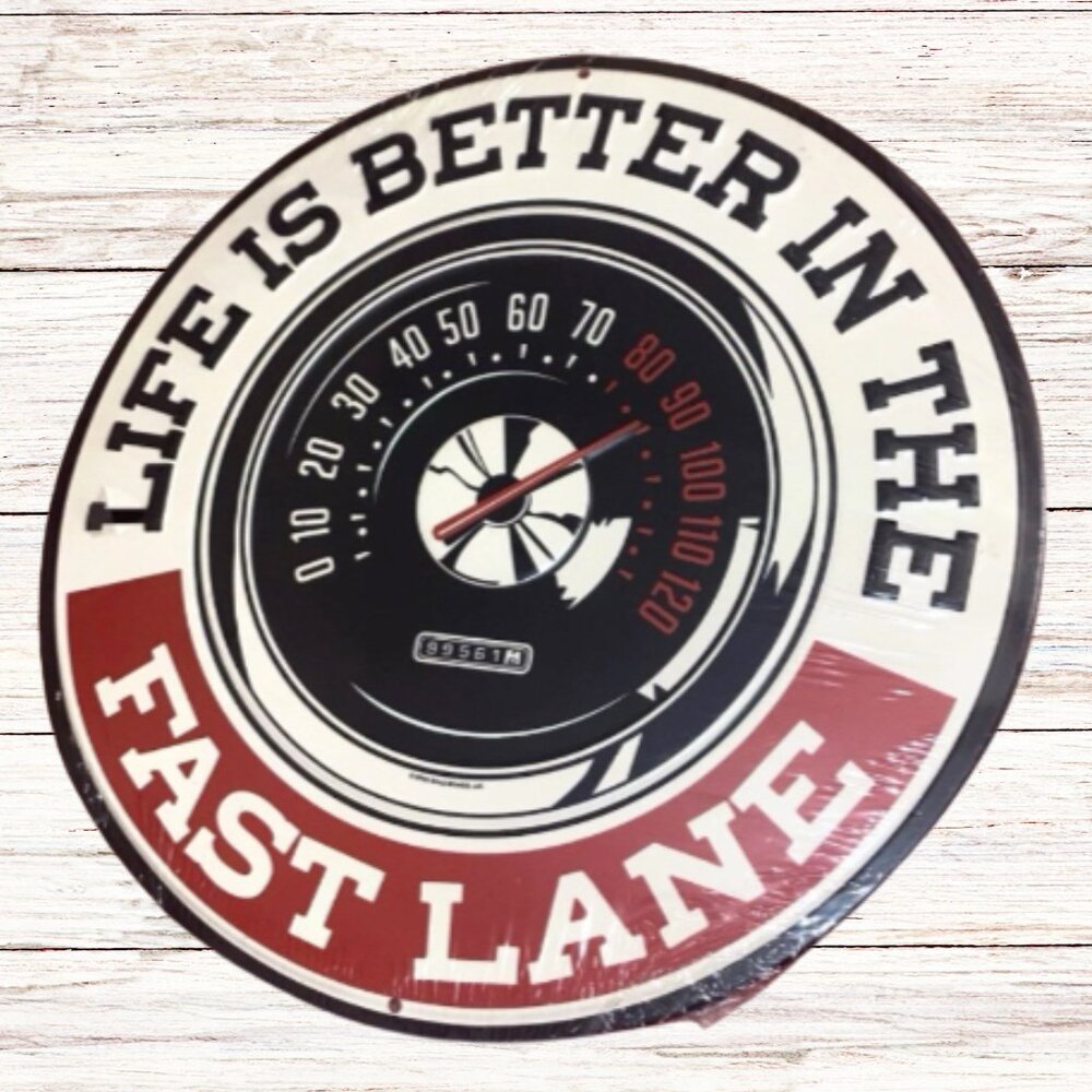 Auto Metal Sign Life Is Better In The Fast Lane Embossed Speed Garage Man Cave